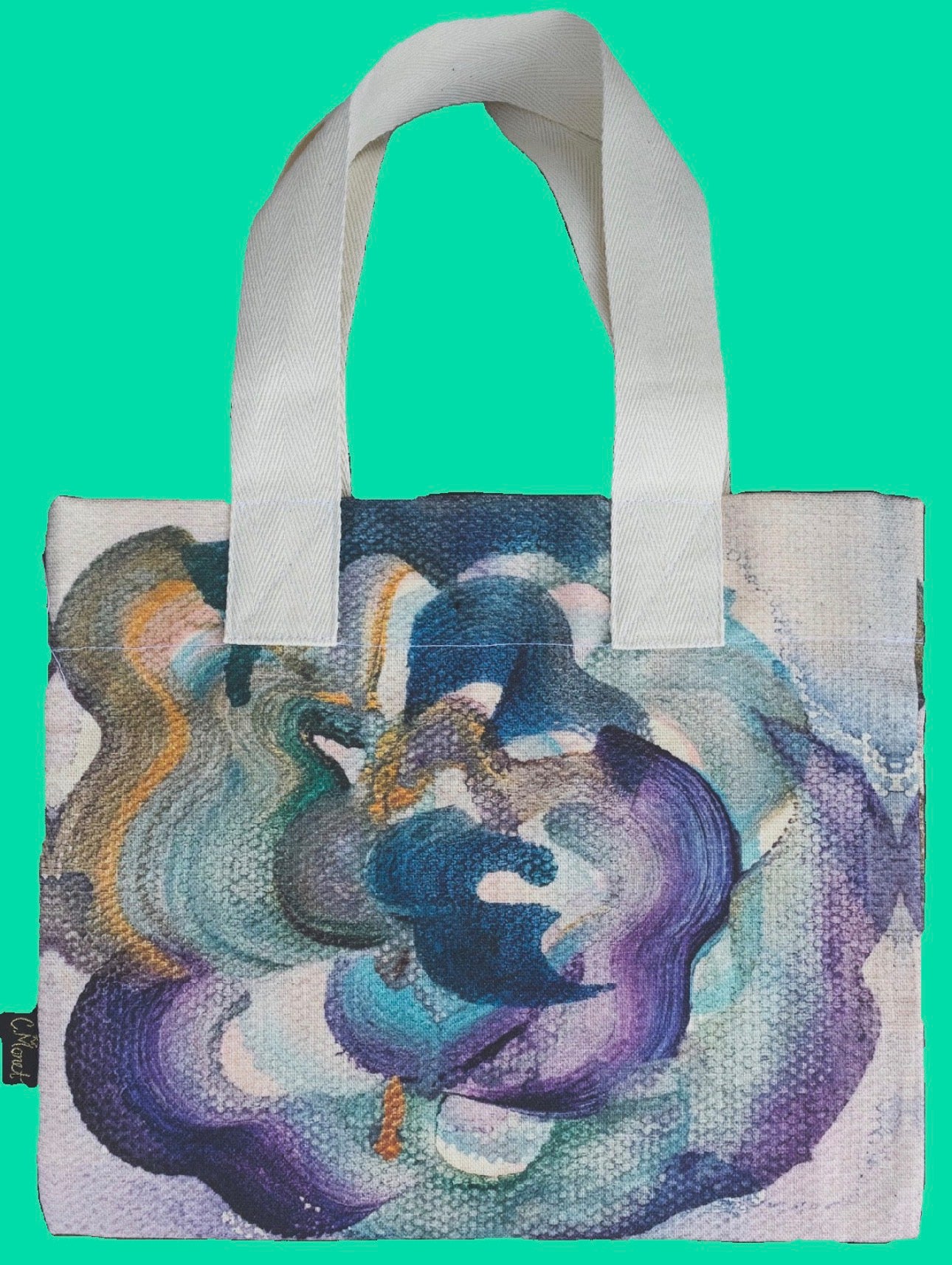 Aubergine Mini Tote – Purple Floral Art Bag for Women