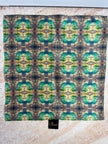Patterned fabric with a brand label