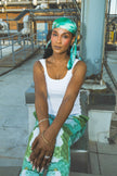 Luxury Silk Large Scarf- Green Jewel
