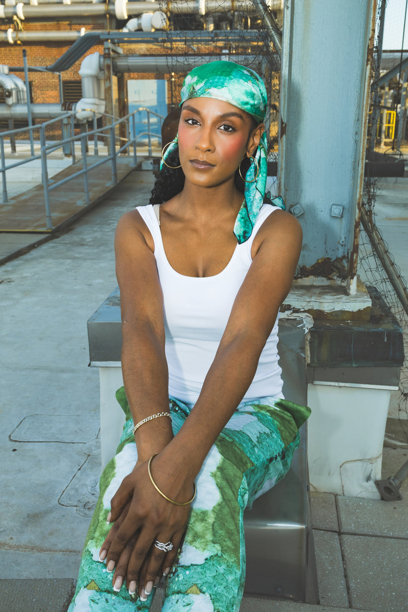 Luxury Silk Large Scarf- Green Jewel