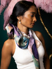 Luxury Silk Large Scarf- Aubergine
