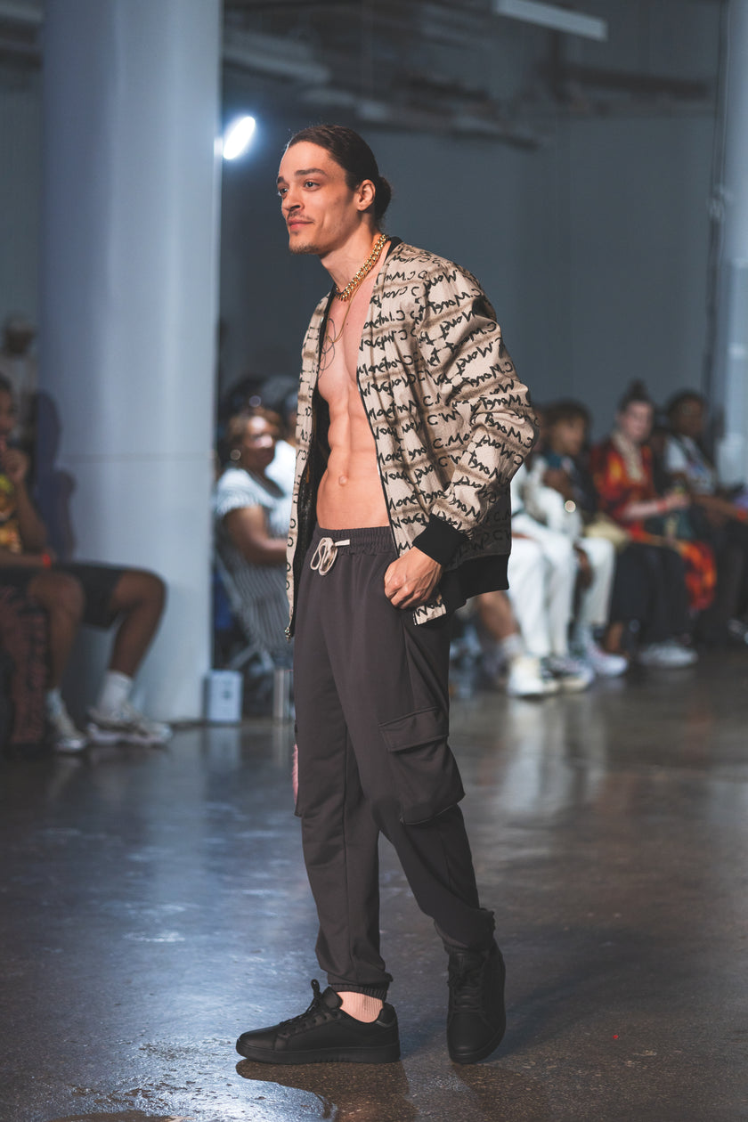 Model walking on a runway during a fashion 