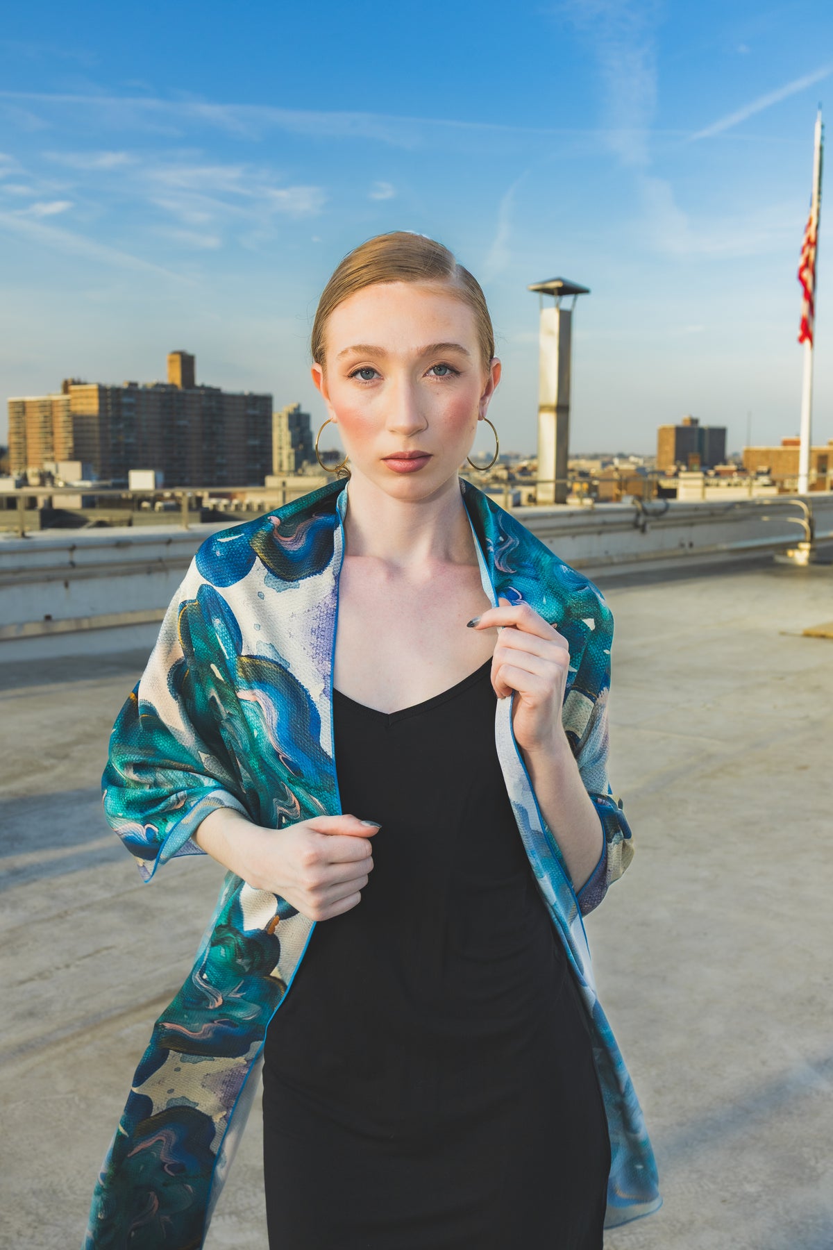 Woman standing on a rooftop